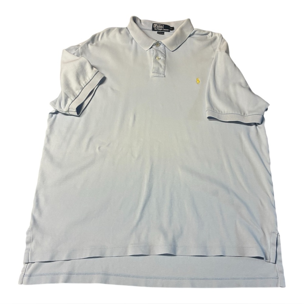 Sz XL Polo Ralph Lauren Classic Fit Shirt Baby Powder Blue Yellow Horse Collar